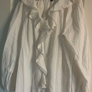 Chaps White Ruffled Blouse